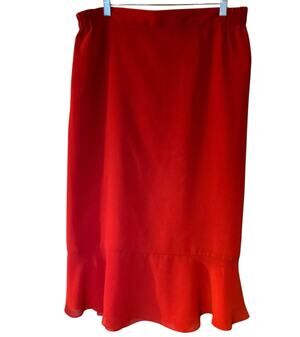 90's VTG Tally Taylor Red Trumpet Midi Skirt SZ 18 W Lined Layered